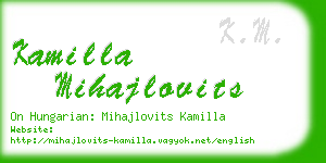 kamilla mihajlovits business card